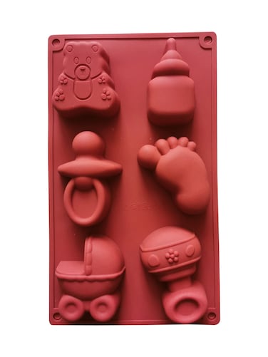 Brown 6-Cavity Baby Milk Bottle and Car Mold - Great for Muffins Cheesecakes and Birthday Cakes Baby Bottle & Car Mold for Creative Cakes Soaps and Party Treats