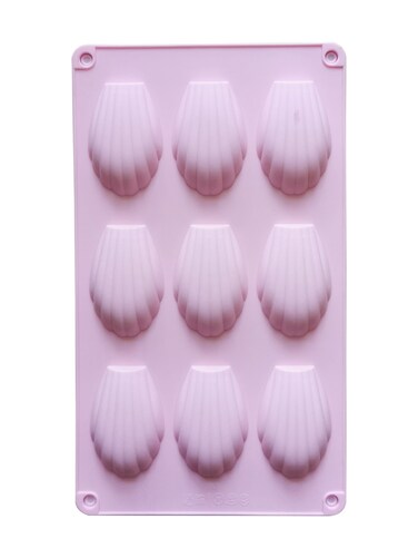 9-cavity Silicone Baking Mold Pink, Perfect for Creating Elegant Madeleine Shells Cookies and Assorted Desserts