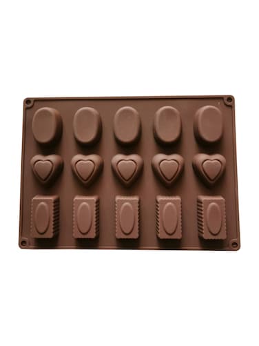 15-Cavity DIY Molds for Soap Cake &amp; Chocolate, Brown Silicone Mold &ndash; Oval, Square &amp; Heart-Shaped for Creative Crafts