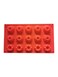 Red Silicone Mini Mould for Baking: 15 Cavity Tray for Muffins, Cupcakes, Brownies, Ice Cubes & Chocolate - 3 Fun Shapes
