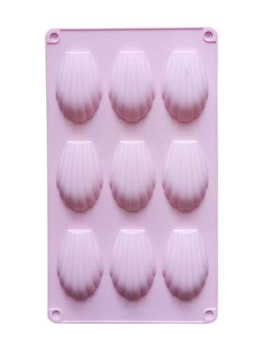 9-cavity silicone baking mold, perfect for creating elegant madeleine shells, cookies, and assorted desserts