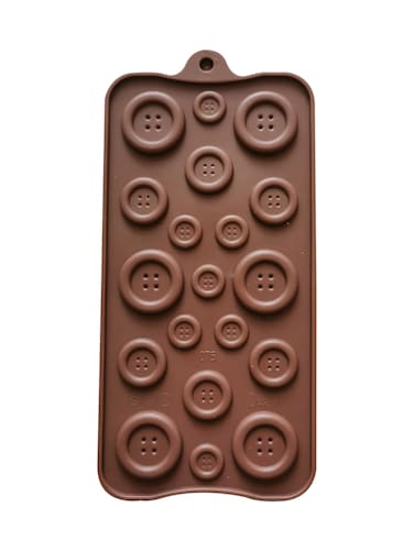Brown Button Shape Chocolate Mold Tray for DIY Candy & Fondant Art, Fondant & Pastry Button Mold Tray for Chocolate Candy Making