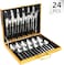 GStorm Cutlery Set Stainless Steel 24Pcs Dinnerware Knife Fork Coffee Spoon Dinner Flatware Gift Box Set