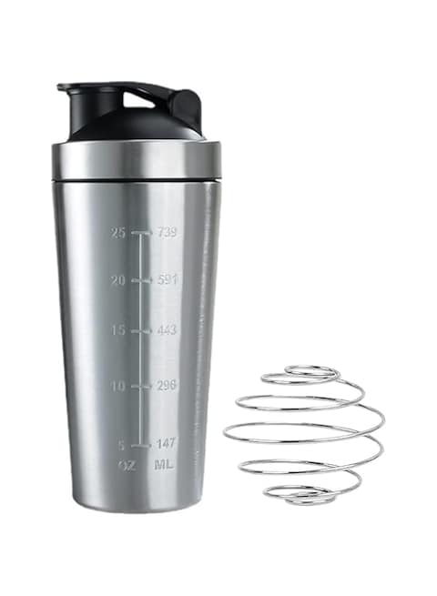 KOWVOWZ rotein Shaker Stainless Steel, 750 ml Blender Bottle Shaker with Scale, Portable Leak-Proof Metal Shaker Stainless Steel, Shaker with Ball, Sports Water Cup for Fitness, Hiking, Cycling,