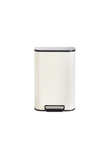 East 12L Powder-Coated Step-On Trash Can for Kitchen, Soft-Close Lid with Stay-Open Function, Hands-Free Pedal Bin, 44.8cm L x 34.1cm W x 61.2cm H, Cream