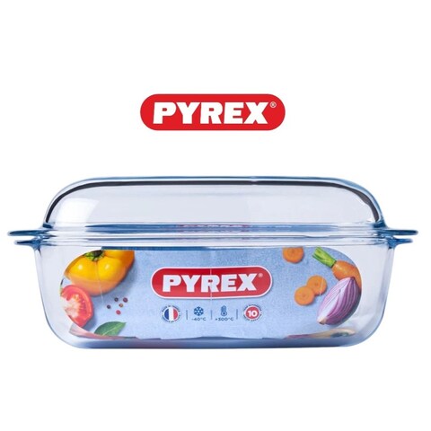 Pyrex Essential Casseroles Rectangular 6.5L - Versatile Borosilicate Glass Dish for Baking, Roasting, and Serving