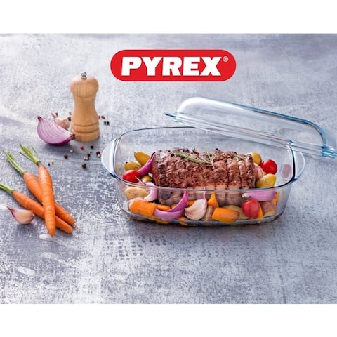Pyrex Essential Casseroles Rectangular 6.5L - Versatile Borosilicate Glass Dish for Baking, Roasting, and Serving