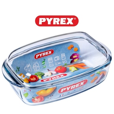 Pyrex Essential Casseroles Rectangular 6.5L - Versatile Borosilicate Glass Dish for Baking, Roasting, and Serving