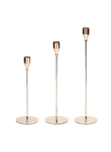 Strayelf 3 PCS Candlestick Holders, Decorative Candle Holder, Taper Candle Holders for Home Decor, Dining, Wedding, Anniversary, Party,Church,Decorative Fitting,Easy Installation (Rose Gold)