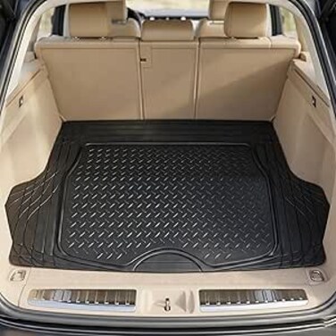 Auto Family Car Boot Mat, Heavy Duty Waterproof Trunk Liner, Anti-Slip Rubber Cargo Mat, Trimmable Automotive Floor Mats Dustproof, Suv Trunk Mat, Car Interior Protector (Black-Premium)