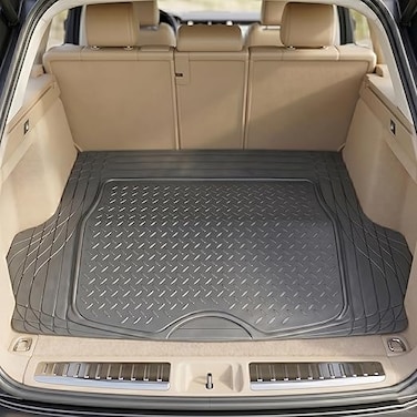 Auto Family Car Boot Mat, Heavy Duty Waterproof Trunk Liner, Anti-Slip Rubber Cargo Mat, Trimmable Automotive Floor Mats Dustproof, Suv Trunk Mat, Car Interior Protector (Grey-Premium)