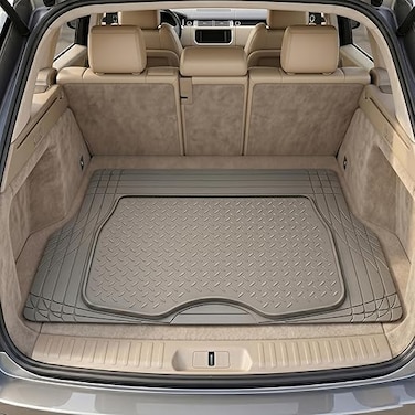Auto Family Car Boot Mat, Heavy Duty Waterproof Trunk Liner, Anti-Slip Rubber Cargo Mat, Trimmable Automotive Floor Mats Dustproof, Suv Trunk Mat, Car Interior Protector (Beige-Classic)