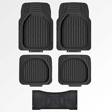 Auto Family 76 * 54cm 5 Pcs Set Car Floor Mats, Premium Rubber Anti-Slip Waterproof Car Mats with Cargo Liner, All Weather Front, Rear &amp; Center Mats, Floor Liner Car Accessories (Black)
