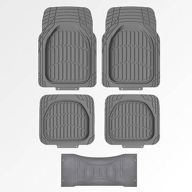 Auto Family 76 * 54cm 5 Pcs Set Car Floor Mats, Premium Rubber Anti-Slip Waterproof Car Mats with Cargo Liner, All Weather Front, Rear &amp; Center Mats, Floor Liner Car Accessories (Grey)