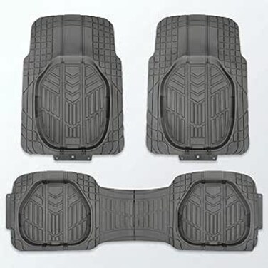 Auto Family 78 * 54cm 3 Pcs Set Car Floor Mats, Premium Rubber Anti-Slip Waterproof Car Mats with Cargo Liner, All Weather Front and Rear Connected Mats, Floor Liner Car Accessories (Grey)