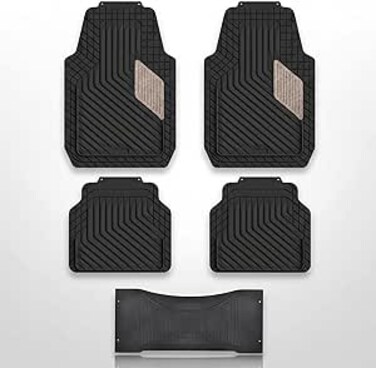 Auto Family 74 * 49cm 5 Pcs Set Car Floor Mats, Premium Rubber Anti-Slip Waterproof Car Mats with Cargo Liner, All Weather Front, Rear &amp; Center Mats, Floor Liner Car Accessories (Black)