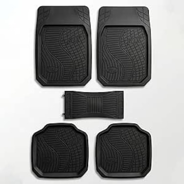 Auto Family 70 * 50cm 5 Pcs Set Car Floor Mats, Premium Rubber Anti-Slip Waterproof Car Mats with Cargo Liner, All Weather Front, Rear &amp; Center Mats, Floor Liner Car Accessories (Black)