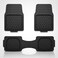 Auto Family 73 * 50cm 3 Pcs Set Car Floor Mats, All Weather Rubber/TPE Anti-Slip Front and Rear Connected Car Mats, Carpeted Floor Car Mats with Cargo Liner&amp; Built-in Heel Pad (Black)