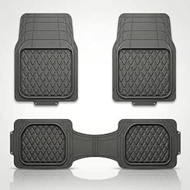 Auto Family 73 * 50cm 3 Pcs Set Car Floor Mats, All Weather Rubber/TPE Anti-Slip Front and Rear Connected Car Mats, Carpeted Floor Car Mats with Cargo Liner&amp; Built-in Heel Pad (Grey)