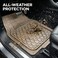 Auto Family 73 * 50cm 3 Pcs Set Car Floor Mats, All Weather Rubber/TPE Anti-Slip Front and Rear Connected Car Mats, Carpeted Floor Car Mats with Cargo Liner&amp; Built-in Heel Pad (Beige)