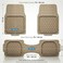 Auto Family 73 * 50cm 3 Pcs Set Car Floor Mats, All Weather Rubber/TPE Anti-Slip Front and Rear Connected Car Mats, Carpeted Floor Car Mats with Cargo Liner&amp; Built-in Heel Pad (Beige)