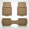 Auto Family 73 * 50cm 3 Pcs Set Car Floor Mats, All Weather Rubber/TPE Anti-Slip Front and Rear Connected Car Mats, Carpeted Floor Car Mats with Cargo Liner&amp; Built-in Heel Pad (Beige)