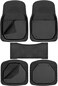 Auto Family 74 * 50cm 5 Pcs Set Car Floor Mats, Carpeted Floor Car Mat with black Rubber Design &amp; Built-in Heel Pad, Anti-Slip Waterproof Car Mats, Front, Rear &amp; Center Mats (Black)