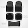 Auto Family 74 * 50cm 5 Pcs Set Car Floor Mats, Carpeted Floor Car Mat with black Rubber Design &amp; Built-in Heel Pad, Anti-Slip Waterproof Car Mats, Front, Rear &amp; Center Mats (Black)