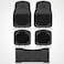 Auto Family 74 * 50cm 5 Pcs Set Car Floor Mats, Carpeted Floor Car Mat with black Rubber Design &amp; Built-in Heel Pad, Anti-Slip Waterproof Car Mats, Front, Rear &amp; Center Mats (Black)