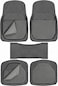 Auto Family 74 * 50cm 5 Pcs Set Car Floor Mats, Carpeted Floor Car Mat with black Rubber Design &amp; Built-in Heel Pad, Anti-Slip Waterproof Car Mats, Front, Rear &amp; Center Mats (Grey)