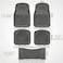 Auto Family 74 * 50cm 5 Pcs Set Car Floor Mats, Carpeted Floor Car Mat with black Rubber Design &amp; Built-in Heel Pad, Anti-Slip Waterproof Car Mats, Front, Rear &amp; Center Mats (Grey)