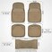Auto Family 74 * 50cm 5 Pcs Set Car Floor Mats, Carpeted Floor Car Mat with black Rubber Design &amp; Built-in Heel Pad, Anti-Slip Waterproof Car Mats, Front, Rear &amp; Center Mats (Beige)