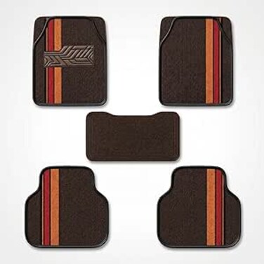 Auto Family 5 Pcs Carpet Car Floor Mats for Cars, Automotive Floor Mats, All-Weather Universal Fit Auto Floor Liners, Heavy Duty Interior Protection Front, Rear &amp; Center Mats (Coffee)