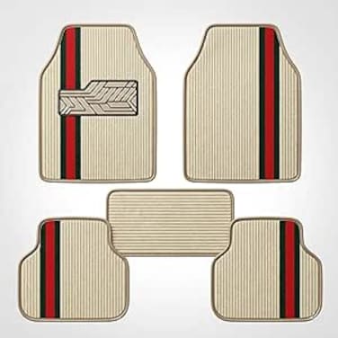Auto Family 5 Pcs Carpet Car Floor Mats for Cars, Automotive Floor Mats, All-Weather Universal Fit Auto Floor Liners, Heavy Duty Interior Protection Front, Rear &amp; Center Mats (Beige)