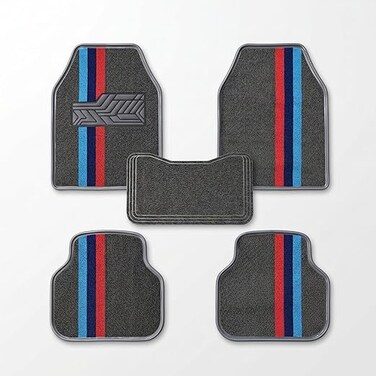 Auto Family 5 Pcs Carpet Car Floor Mats for Cars, Automotive Floor Mats, All-Weather Universal Fit Auto Floor Liners, Heavy Duty Interior Protection Front, Rear &amp; Center Mats (Grey)