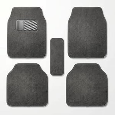 AUTO FAMILY 5 PCS Car Floor Mats Set &ndash; Universal Fit Polypropylene Carpet Mats with Anti-Slip Rubber Backing, Heavy Duty All-Weather Interior Floor Liners for Cars, SUVs &amp; Trucks (Dark Grey)