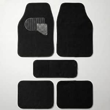 AUTO FAMILY 5 PCS Car Floor Mats Set &ndash; Universal Fit Polypropylene Carpet Mats with Anti-Slip Rubber Backing, Heavy Duty All-Weather Interior Floor Liners for Cars, SUVs &amp; Trucks (Black 5Pcs)
