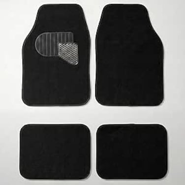 AUTO FAMILY 4 PCS Car Floor Mats Set &ndash; Universal Fit Polypropylene Carpet Mats with Anti-Slip Rubber Backing, Heavy Duty All-Weather Interior Floor Liners for Cars, SUVs &amp; Trucks (Black 4Pcs)