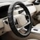 Auto Family Premium Leather Steering Wheel Cover 15 inches(37-38cm) &ndash; Universal Fit Anti-Slip Grip, Breathable Soft PU Leather, Heat Resistant, Easy Install, Car Interior Accessories (Black)