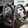 Auto Family Premium Leather Steering Wheel Cover 15 inches(37-38cm) &ndash; Universal Fit Anti-Slip Grip, Breathable Soft PU Leather, Heat Resistant, Easy Install, Car Interior Accessories (Grey)