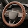 Auto Family Premium Leather Steering Wheel Cover 15 inches(37-38cm) &ndash; Universal Fit Anti-Slip Grip, Breathable Soft PU Leather, Heat Resistant, Easy Install, Car Interior Accessories (Brown1)