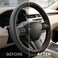 AUTO FAMILY Steering Wheel Cover PU Leather, 15 Inch(37-38cm), Anti-Slip Grip, Breathable Perforated Design, Padded Comfort, Heat Resistant, Car Steering Cover (Black-Classic Grip)