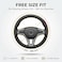 AUTO FAMILY Steering Wheel Cover PU Leather, 15 Inch(37-38cm), Anti-Slip Grip, Breathable Perforated Design, Padded Comfort, Heat Resistant, Car Steering Cover (Black-Classic Grip)