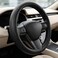 AUTO FAMILY Steering Wheel Cover PU Leather, 15 Inch(37-38cm), Anti-Slip Grip, Breathable Perforated Design, Padded Comfort, Heat Resistant, Car Steering Cover (Black-Classic Grip)