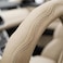 AUTO FAMILY Steering Wheel Cover PU Leather, 15 Inch(37-38cm), Anti-Slip Grip, Breathable Perforated Design, Padded Comfort, Heat Resistant, Car Steering Cover (Beige-Classic Grip)