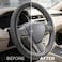 AUTO FAMILY Steering Wheel Cover PU Leather, 15 Inch(37-38cm), Anti-Slip Grip, Breathable Perforated Design, Padded Comfort, Heat Resistant, Car Steering Cover (Grey-Classic Grip)