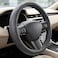 AUTO FAMILY Steering Wheel Cover PU Leather, 15 Inch(37-38cm), Anti-Slip Grip, Breathable Perforated Design, Padded Comfort, Heat Resistant, Car Steering Cover (Grey-Classic Grip)