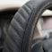 AUTO FAMILY Steering Wheel Cover PU Leather, 15 Inch(37-38cm), Anti-Slip Grip, Breathable Perforated Design, Padded Comfort, Heat Resistant, Car Steering Cover (Black-Ergonomic Grip)