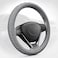 AUTO FAMILY Steering Wheel Cover PU Leather, 15 Inch(37-38cm), Anti-Slip Grip, Breathable Perforated Design, Padded Comfort, Heat Resistant, Car Steering Cover (Grey-Ergonomic Grip)