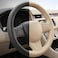 AUTO FAMILY Steering Wheel Cover PU Leather, 15 Inch(37-38cm), Anti-Slip Grip, Breathable Perforated Design, Padded Comfort, Heat Resistant, Car Steering Cover (Beige-Sport Grip)